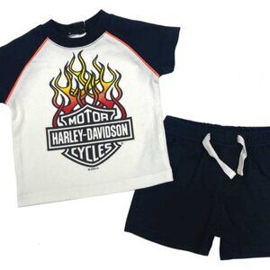 Harley-Davidson Little Boys' 2-Piece Toddler Knit Raglan T-Shirt & Shorts Set